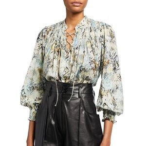 IRO
Calli Cotton Printed Lace Up Top